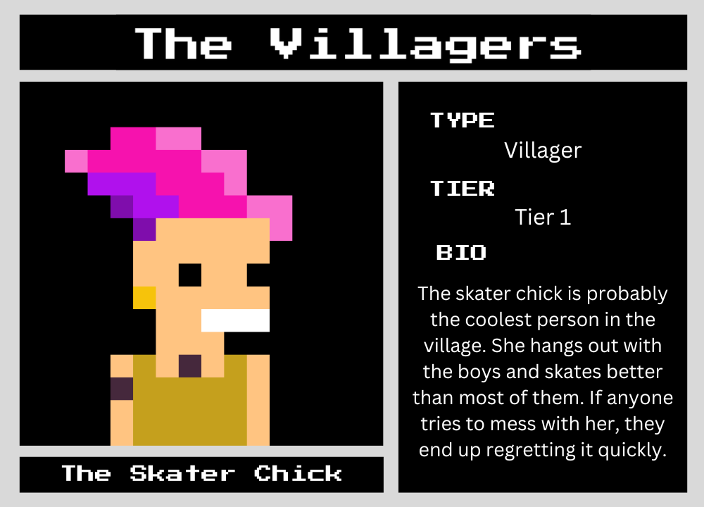 The Skater Chick biography card